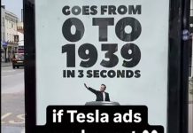 Tesla antireklama u Londonu.: “Od 0 do 1939 u 3 sekunde”